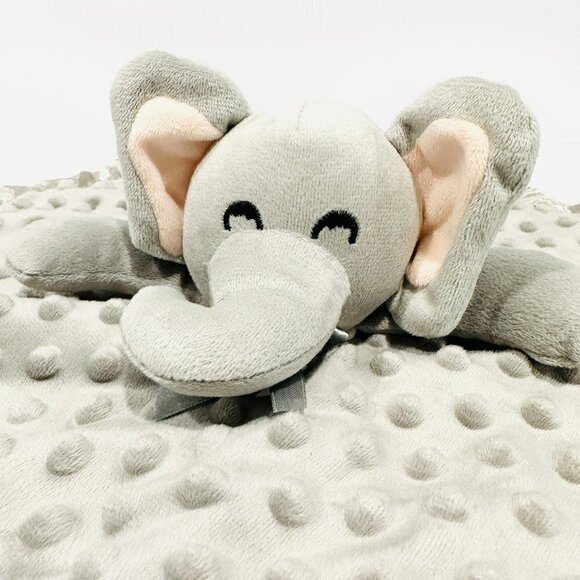 Pro Goleem Plush Grey Elephant Sensory Dot Crinkle Ears Lovey Security Blanket - Picture 2 of 7